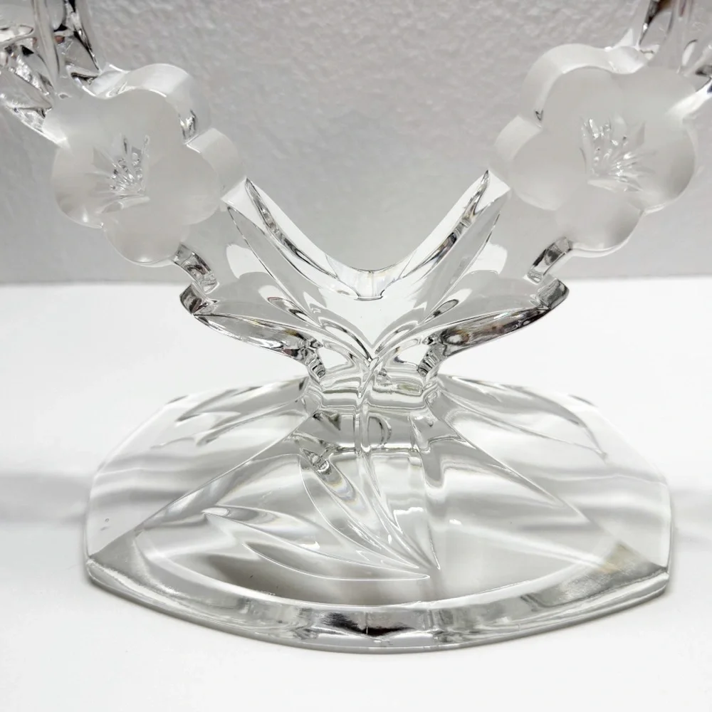 Vintage Crystal Clear Signatures Lead Crystal Floral Dual Candlestick